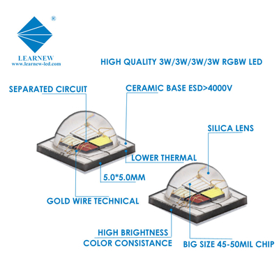 12 Вт SMD5050 RGBW чипы 350mA 620-630nm 520-530nm 460-470nm 3000K для светодиодов