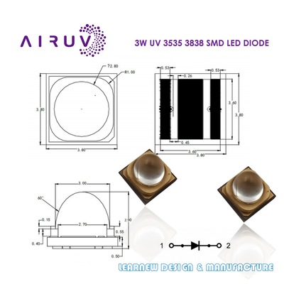 UVA UVB UVC UV LED чипы 365nm 385nm 395nm 3535 3838 6868 2828 1616 UV LED