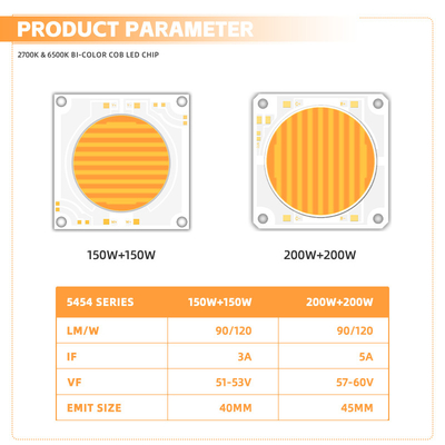 5454 Би-цветный 2700k 6500k Cct высокая мощность 1500w 200w Cob Led Chip Модуль для фотографии лампы