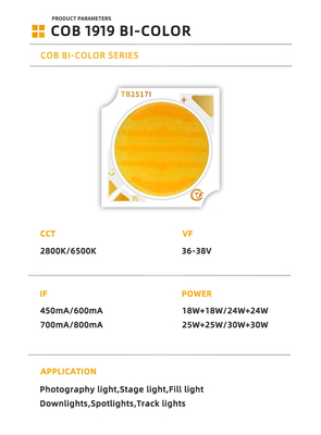 Полный спектр Ra90 18W+18W 24W+24W 25W+25W 30W+30W Бицветные Снижаемые светодиоды 2800K/6500K Снижаемые светодиоды Cob