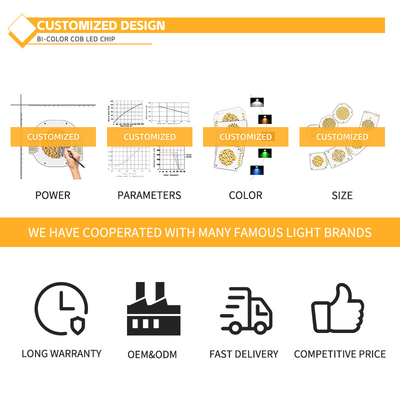 COB LED Chip 2800k / 6500k CCT Высокий CRI RA95 COB LED Chips R21mm 40W+40W 100-110lm/w 1.1A 36-38V для сцены