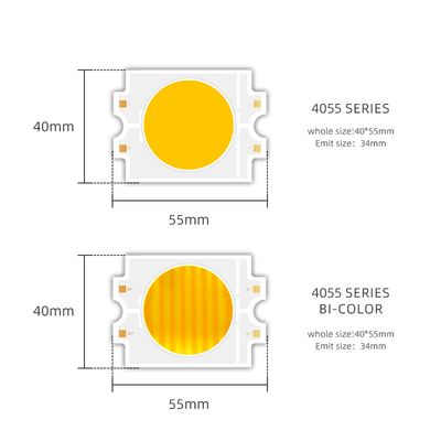 Высокопроизводительный светодиодный чип 4055 LED 100W Чип Dual CCT 200W 200W Bi Color 2700K 6500K LED COB 45V для фотосъемки Видеосвет