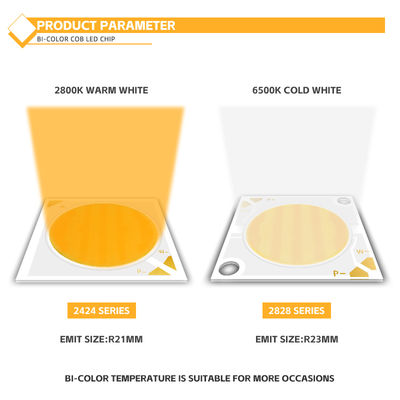 Двухцветный COB LED высокой CRI 30W/40W/50W/80W 2в1 Теплый белый и Холодный белый 2424 LED COB чип