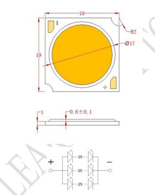 Bridgelux LED COB Chip с высокой цветовой отдачей Ra97 Ra98 и эффективностью 140 lm / w для профессионального освещения