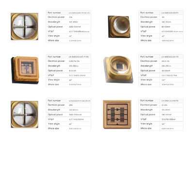 3Вт 365нм 3838 SMD 700мА 3В 60ГРАД УФ УФА Светодиод для флексопечати 385нм 60ГРАД 395нм Светодиодный чип для отверждения 810-1500мВт 3D принтер