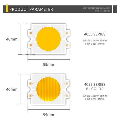 Диммируемый COB LED чип 4055 ДВУХЦВЕТНЫЙ ДВА ЦВЕТА CCT CRI95 600W 2700-6500K 40000LM ДЛЯ СВЕТИЛЬНИКОВ ТОЧЕЧНОГО ОСВЕЩЕНИЯ ФОТОГРАФИЧЕСКОГО СВЕТА COB ЧИП
