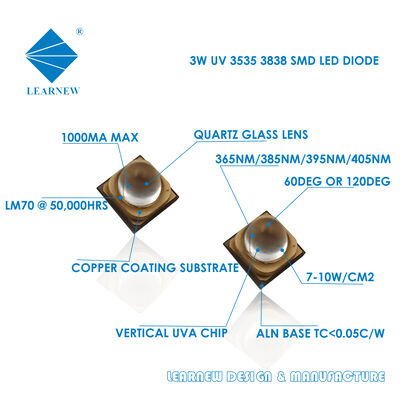 SMD UV Led 3838 Diode 365nm UV Leds UV-A Module LED Chip LED 385nm Printing Chip LED UV-A LED 3W 60° системы отверждения